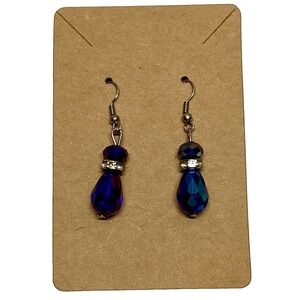 Indigo Crystal Style Earrings Women's Lightweight Iredescent‎ Dangle Fashion GUC